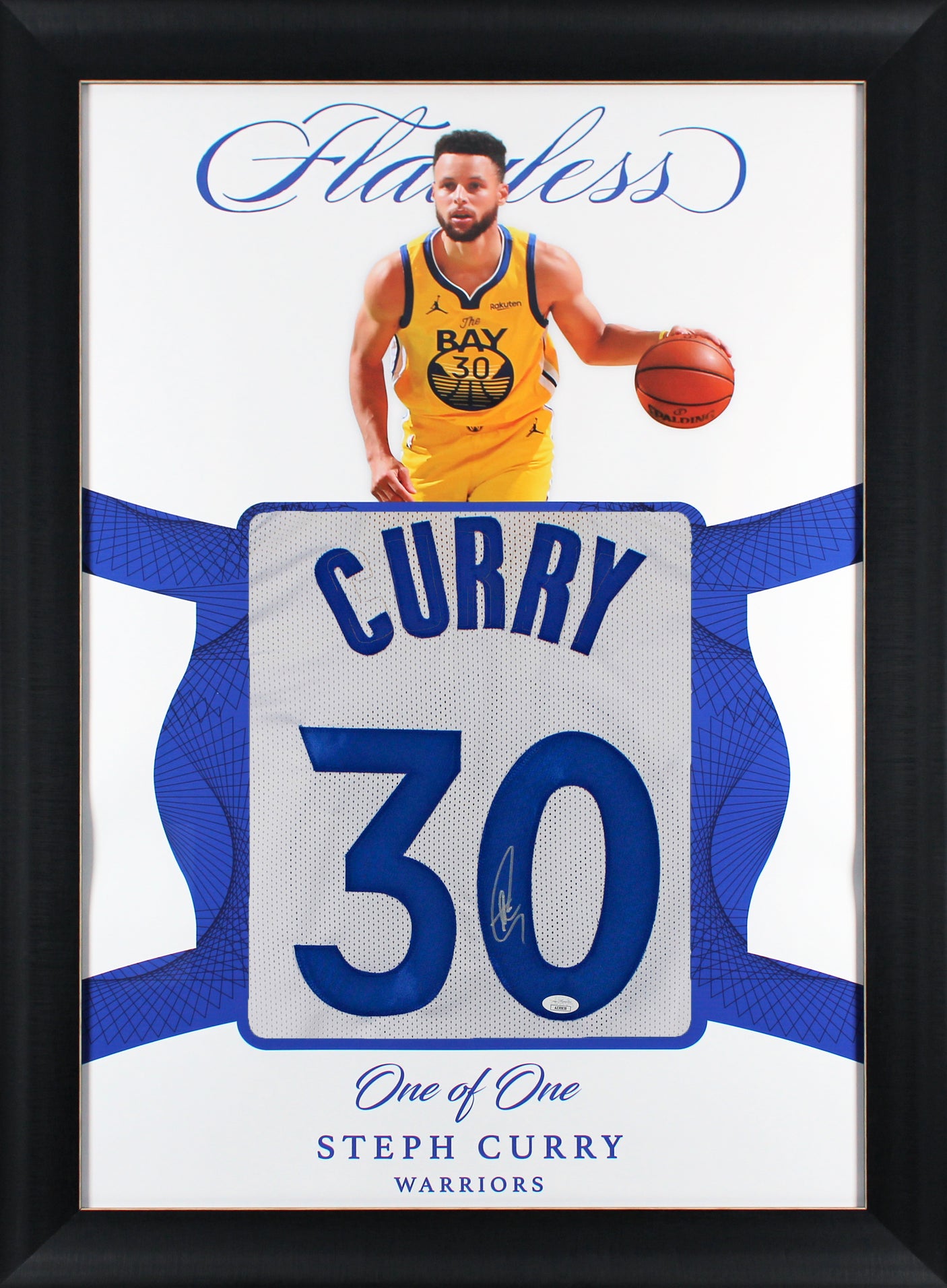 Warriors Stephen Curry Authentic Signed One of One Jersey Framed Display JSA 3