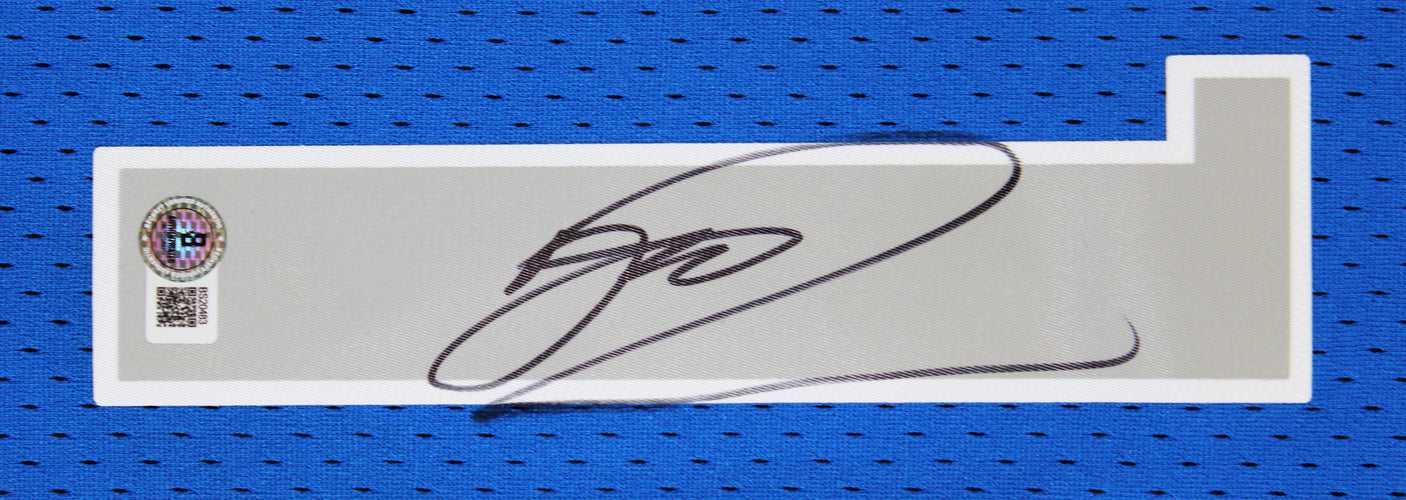 Mavericks Dirk Nowitzki Signed Blue M&N 2010-11 HWC Swingman Jersey BAS #BS20483
