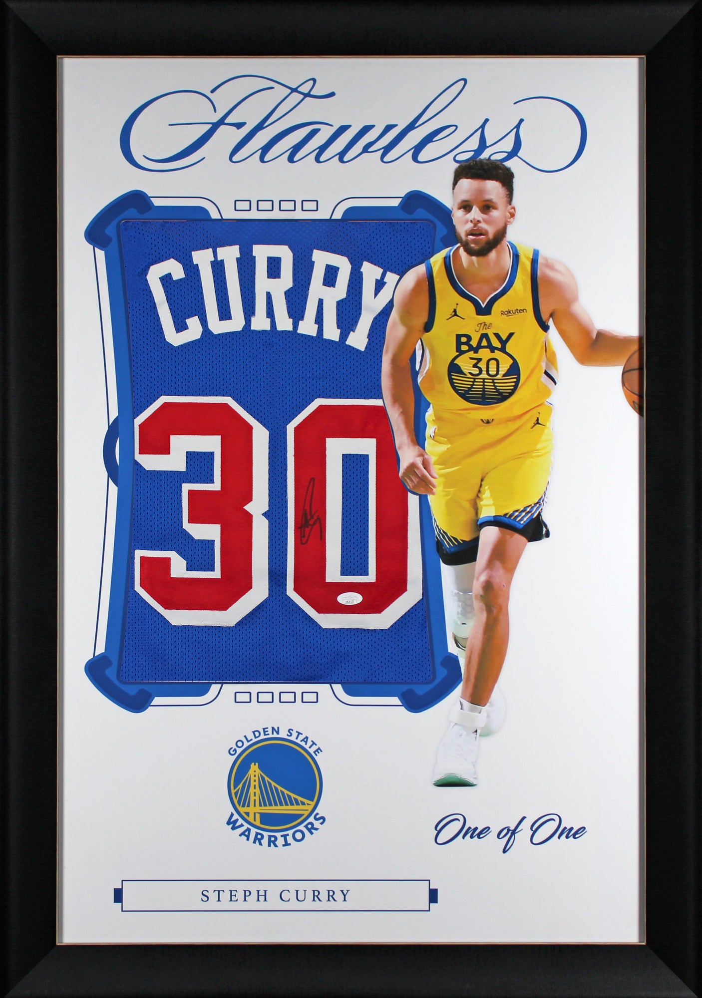 Warriors Stephen Curry Authentic Signed One of One Jersey Framed Display JSA 4