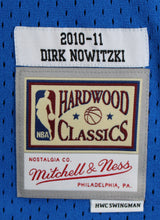 Mavericks Dirk Nowitzki Signed Blue M&N 2010-11 HWC Swingman Jersey BAS #BS20483