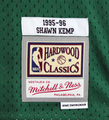 Sonics Shawn Kemp "Reign Man" Signed Green M&N 1995-96 HWC Swingman Jersey BAS W