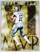 Cowboys Roger Staubach Authentic Signed & Framed 28.5x38.5 SB VI MVP Canvas BAS