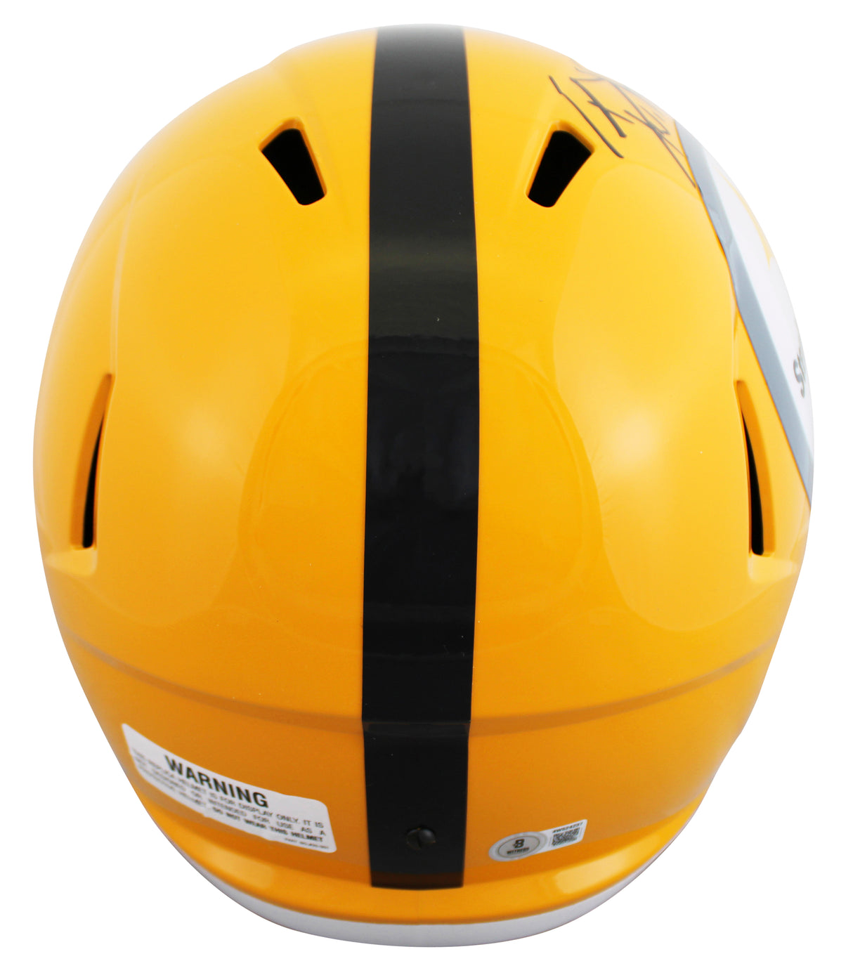 Steelers T.J. Watt Signed Yellow Full Size Speed Rep Helmet BAS Witnessed