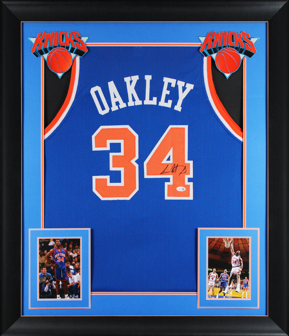 Charles Oakley Authentic Signed Blue Pro Style Framed Jersey JSA Witnessed 2