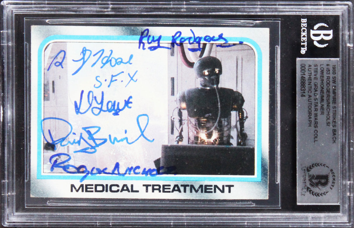 Star Wars (5) Nichols, Lowe, Hone, +2 Signed 1980 SW ESB #153 Card BAS Slabbed