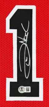 Joakim Noah Authentic Signed Red Pro Style Jersey Autographed BAS Witnessed