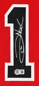 Joakim Noah Authentic Signed Red Pro Style Jersey Autographed BAS Witnessed
