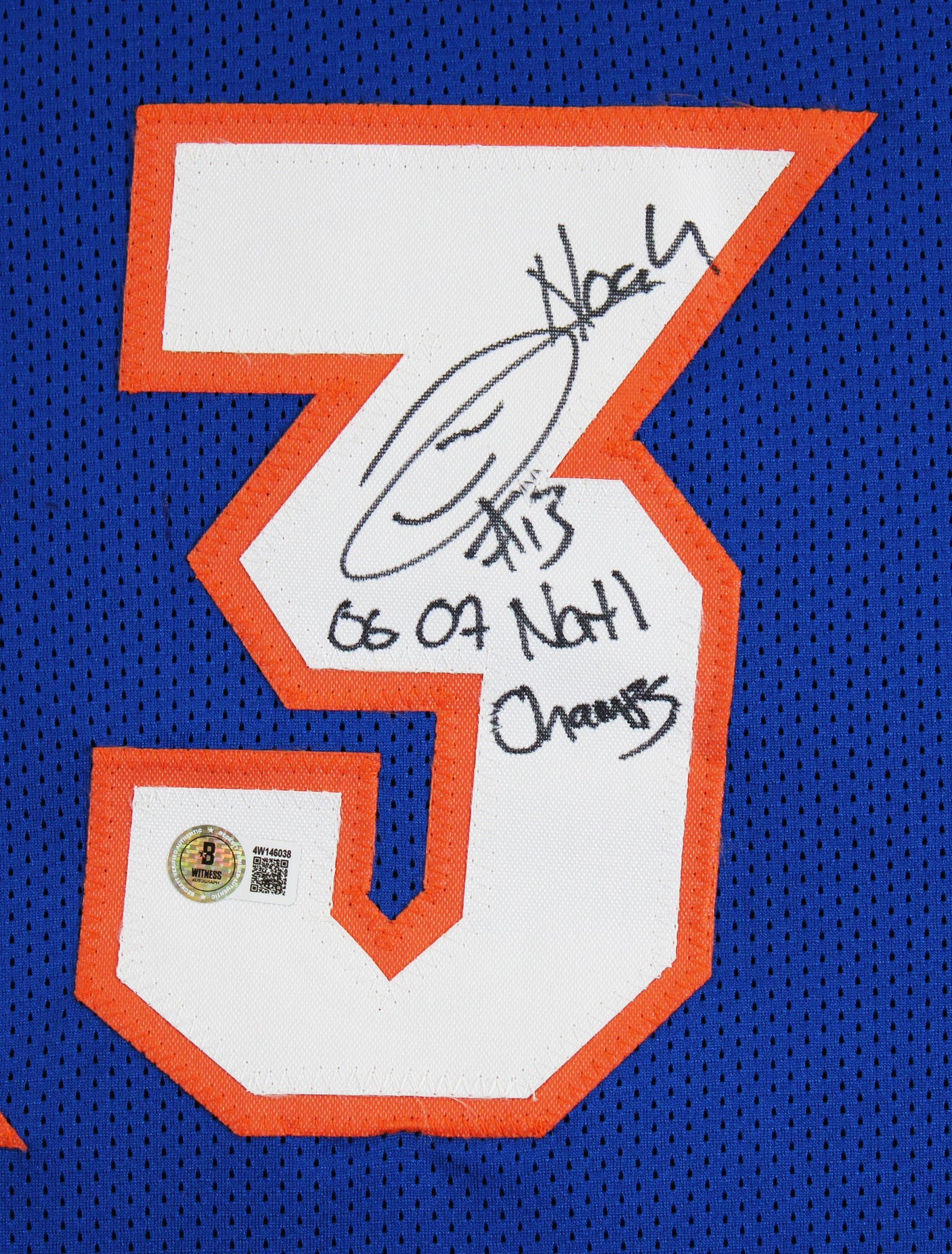 Florida Joakim Noah "06 & 07 Nat'l Champs" Signed Blue Pro Style Jersey BAS Wit