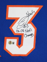 Florida Joakim Noah "06 & 07 Nat'l Champs" Signed Blue Pro Style Jersey BAS Wit