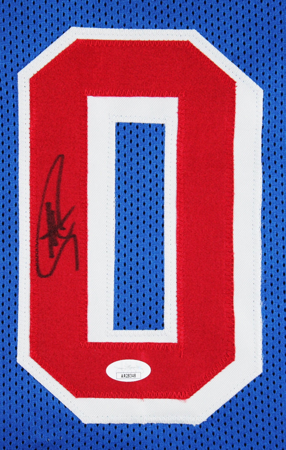 Stephen Curry Authentic Signed Blue Pro Style Framed Jersey w/ Red Numbers JSA