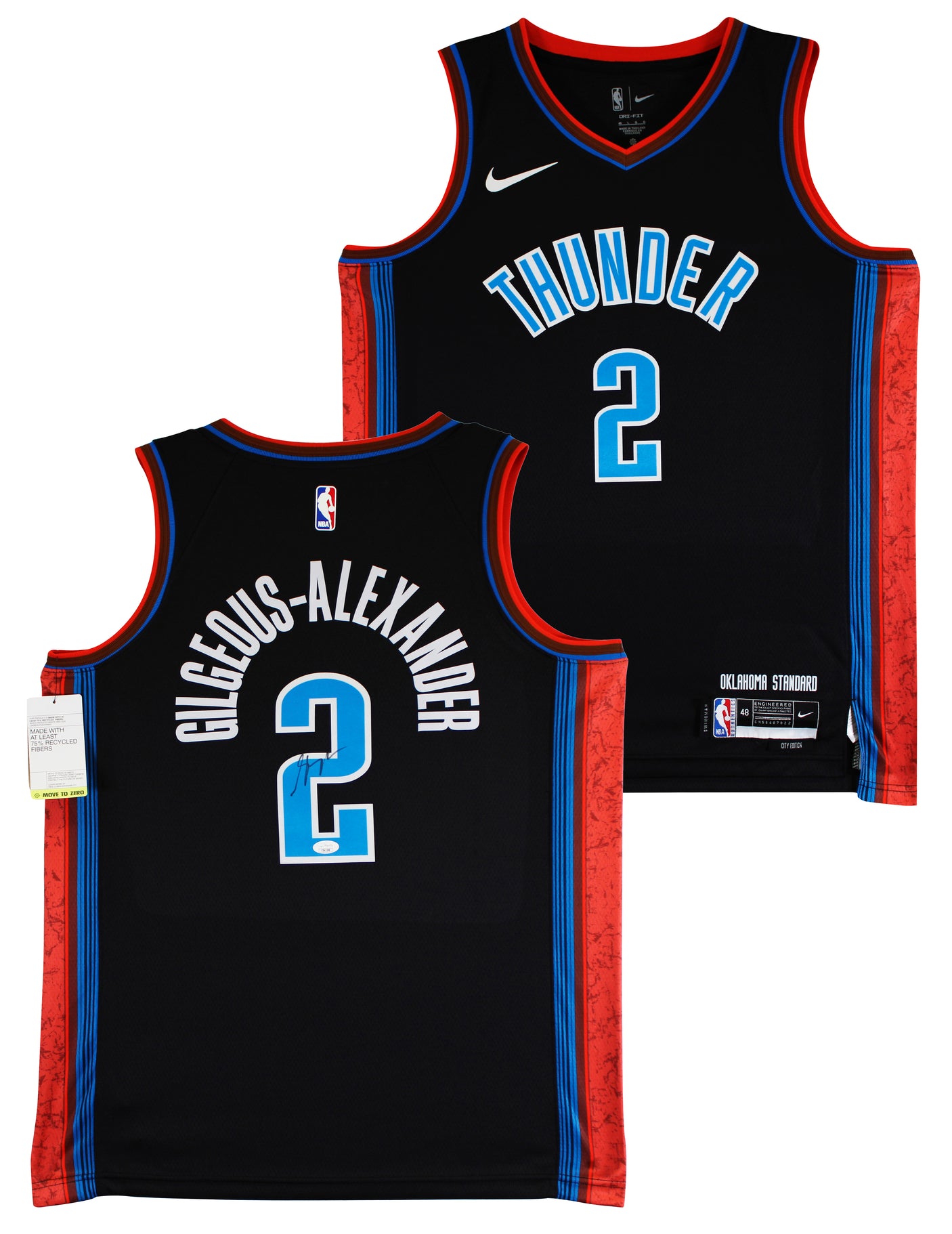 Thunder Shai Gilgeous-Alexander Signed Black Nike City Ed. Jersey JSA #CD42288