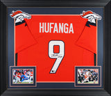 Talanoa Hufanga Authentic Signed Orange Pro Style Framed Jersey BAS Witnessed