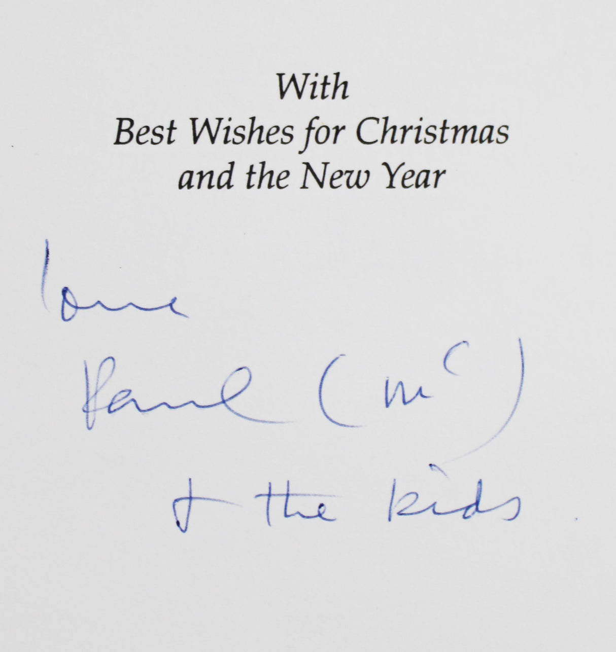 Paul McCartney "Love & the Kids" Signed Christmas Greeting Card PSA & JSA LOAs
