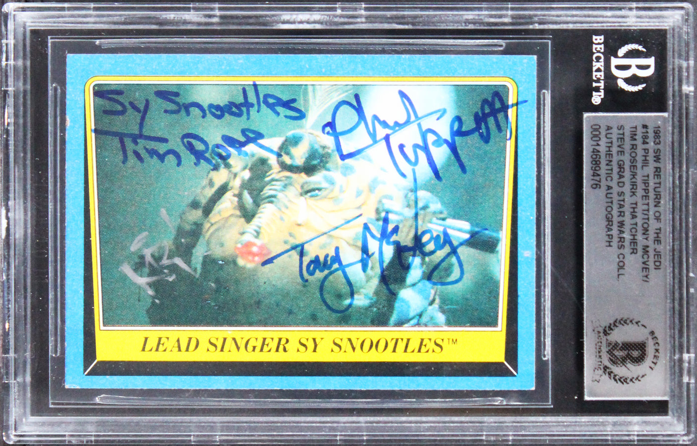 Star Wars (4) Tippett, McVey, Rose +1 Signed 1983 SW ROTJ #184 Card BAS Slabbed