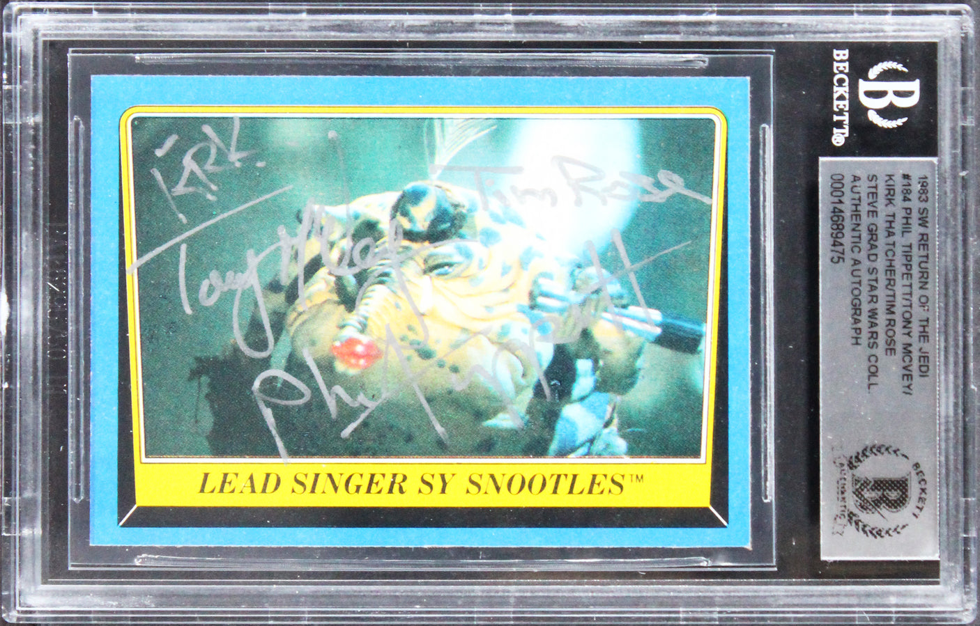 Star Wars (4) Tippett, McVey, Thatcher +1 Signed 1983 SW ROTJ #184 Card BAS Slab