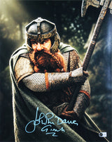 John Rhys-Davies LOTR "Gimli" Signed 16x20 Swinging Axe Framed Photo BAS Witness
