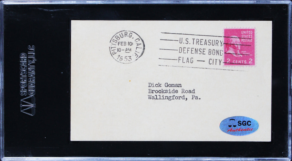 Pirates Vince DiMaggio "Best Wishes" Signed 3x5 Index Card SGC Authentic