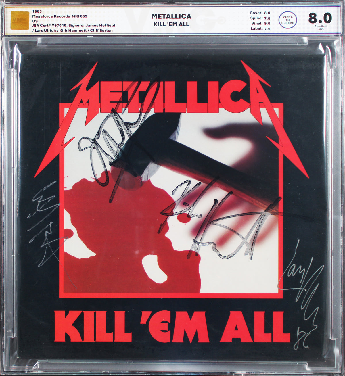 Metallica (4) Hetfield, Ulrich, Hammett, Burton Signed Kill 'Em All Album JSA