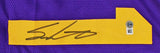 LSU Sam Leavitt Authentic Signed Alternate Purple Pro Style Jersey BAS Witnessed