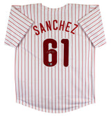 Christopher Sanchez Signed White Pinstripe Pro Style Jersey BAS Witnessed