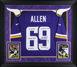 Vikings Jared Allen "6x Insc" Signed Purple Nike Limited Framed Jersey BAS Wit