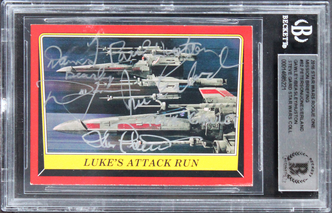 Star Wars (6) Peterson, Erland, Huston +3 Signed 2016 SW ROMB #62 Card BAS Slab