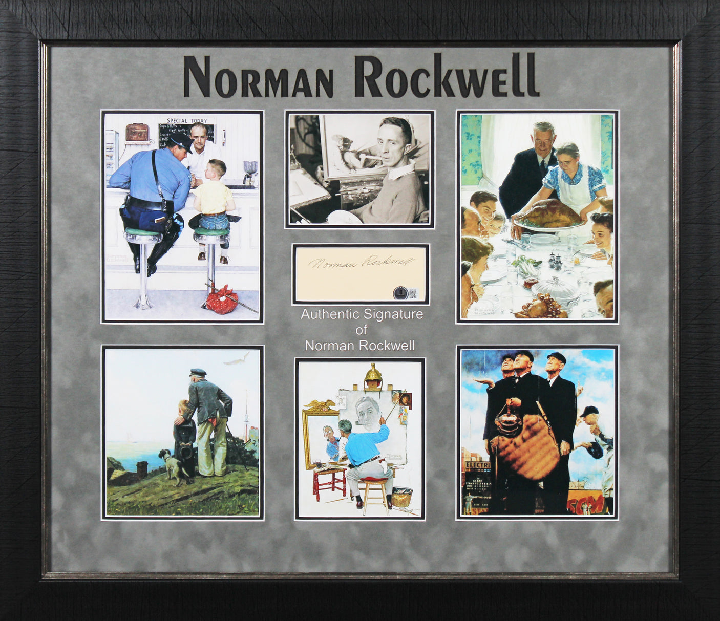 Norman Rockwell Authentic Signed & Framed Cut Signature BAS #BN77400