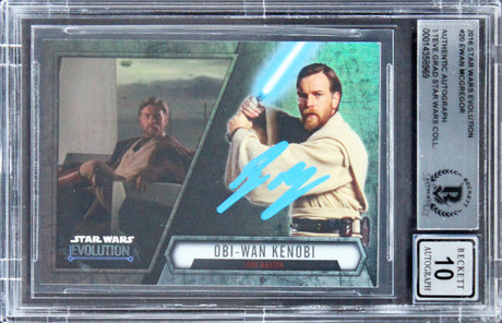 Ewan McGregor Signed 2016 Star Wars Evolution #20 Card Auto 10! BAS Slabbed
