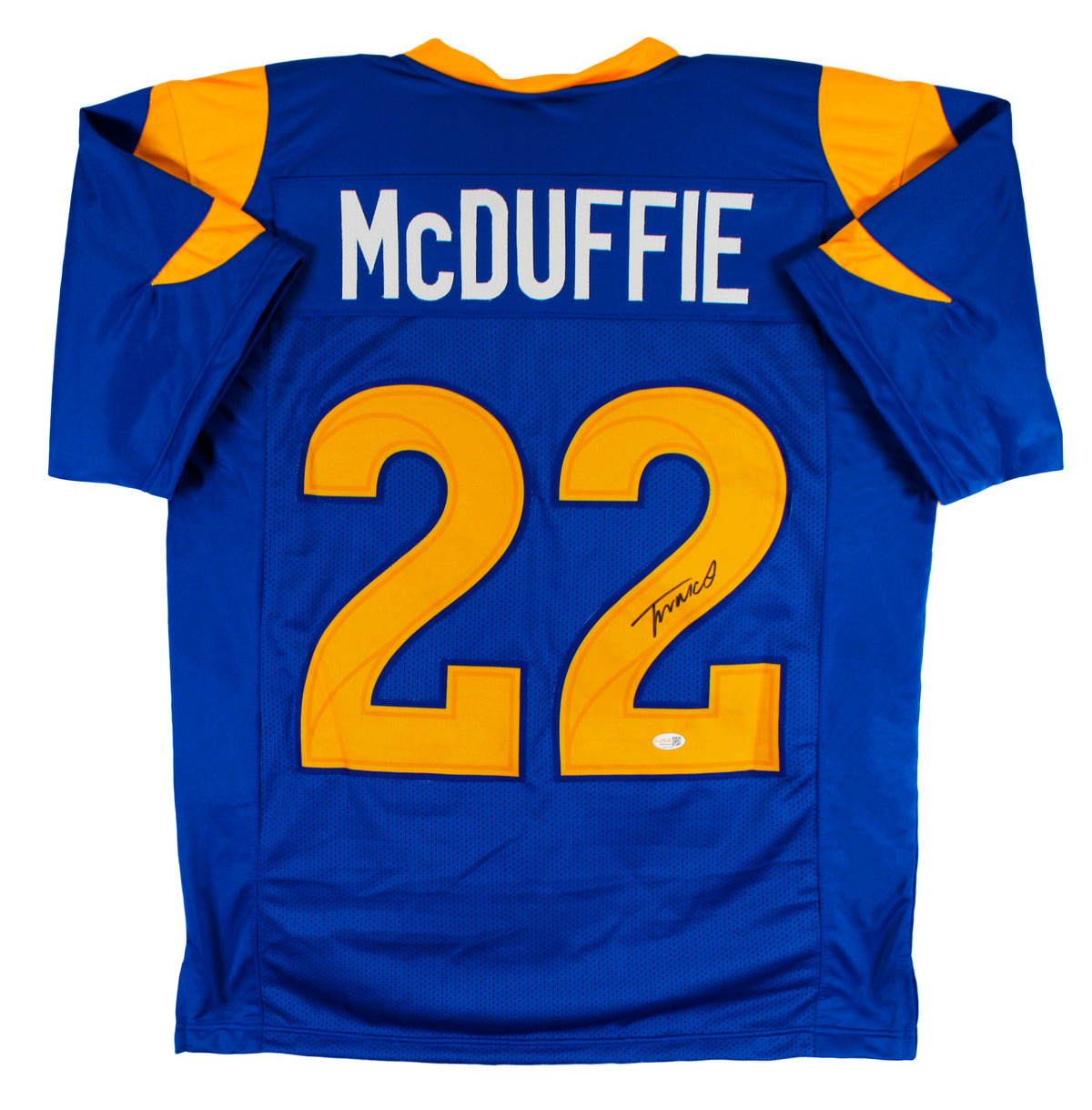 Trent McDuffie Authentic Signed Blue Pro Style Jersey Autographed JSA Witness