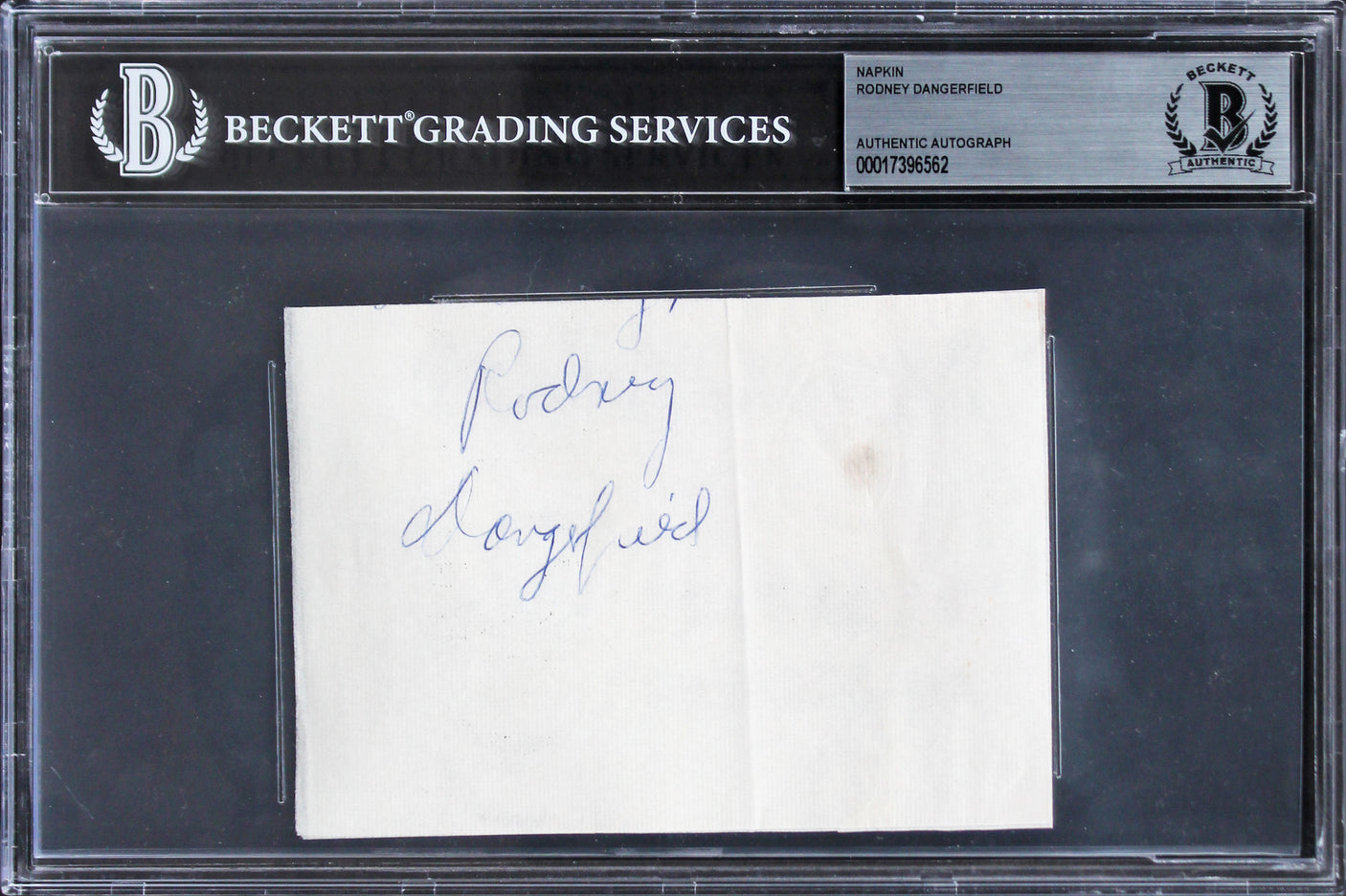 Rodney Dangerfield Caddyshack Authentic Signed 3.5x5 Napkin BAS Slabbed