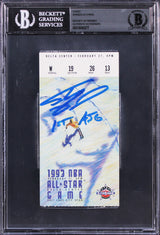 Shaq O'Neal "1st ASG" Signed 2/21/1993 NBA All Star Game Ticket Stub BAS Slabbed