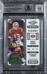 49ers Brock Purdy Signed 2022 Panini Contenders #68 RC Card Auto 10! BAS Slabbed