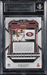 49ers Brock Purdy 2022 Panini Prizm #353 Rookie Card Autographed BAS Slabbed