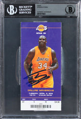 Lakers Shaquille O'Neal Signed 4/2/2013 DAL Vs LAL Full Ticket Stub BAS Slabbed
