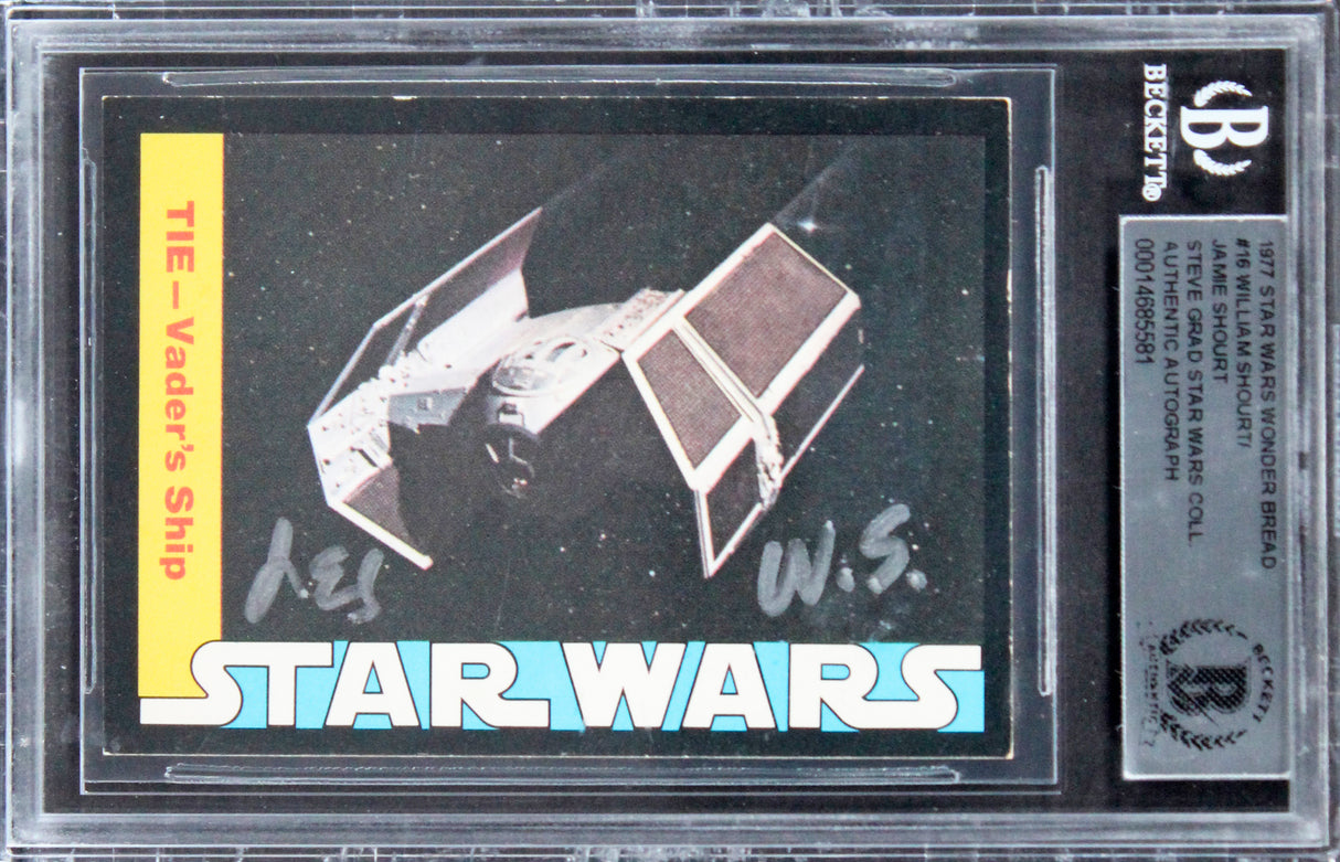 William & Jamie Shourt Signed 1977 Star Wars WB #16 Card Auto 10! BAS Slabbed