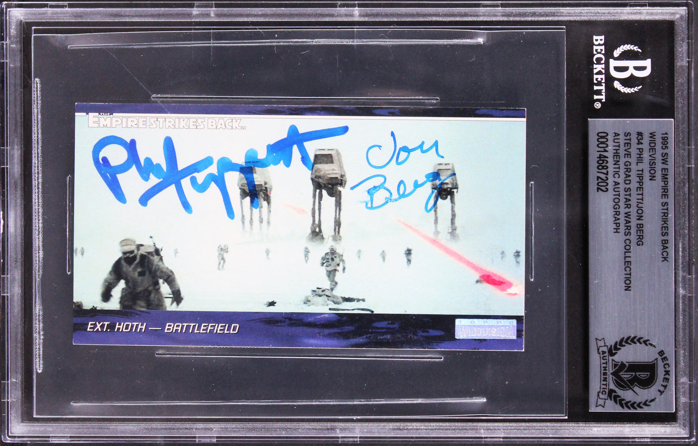 Phil Tippett, Jon Berg Star Wars Signed 1995 SW ESB Widevision #34 Card BAS Slab