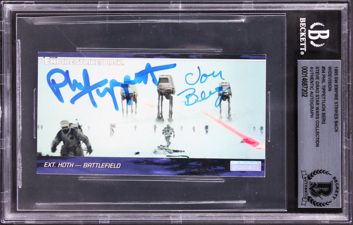 Phil Tippett, Jon Berg Star Wars Signed 1995 SW ESB Widevision #34 Card BAS Slab