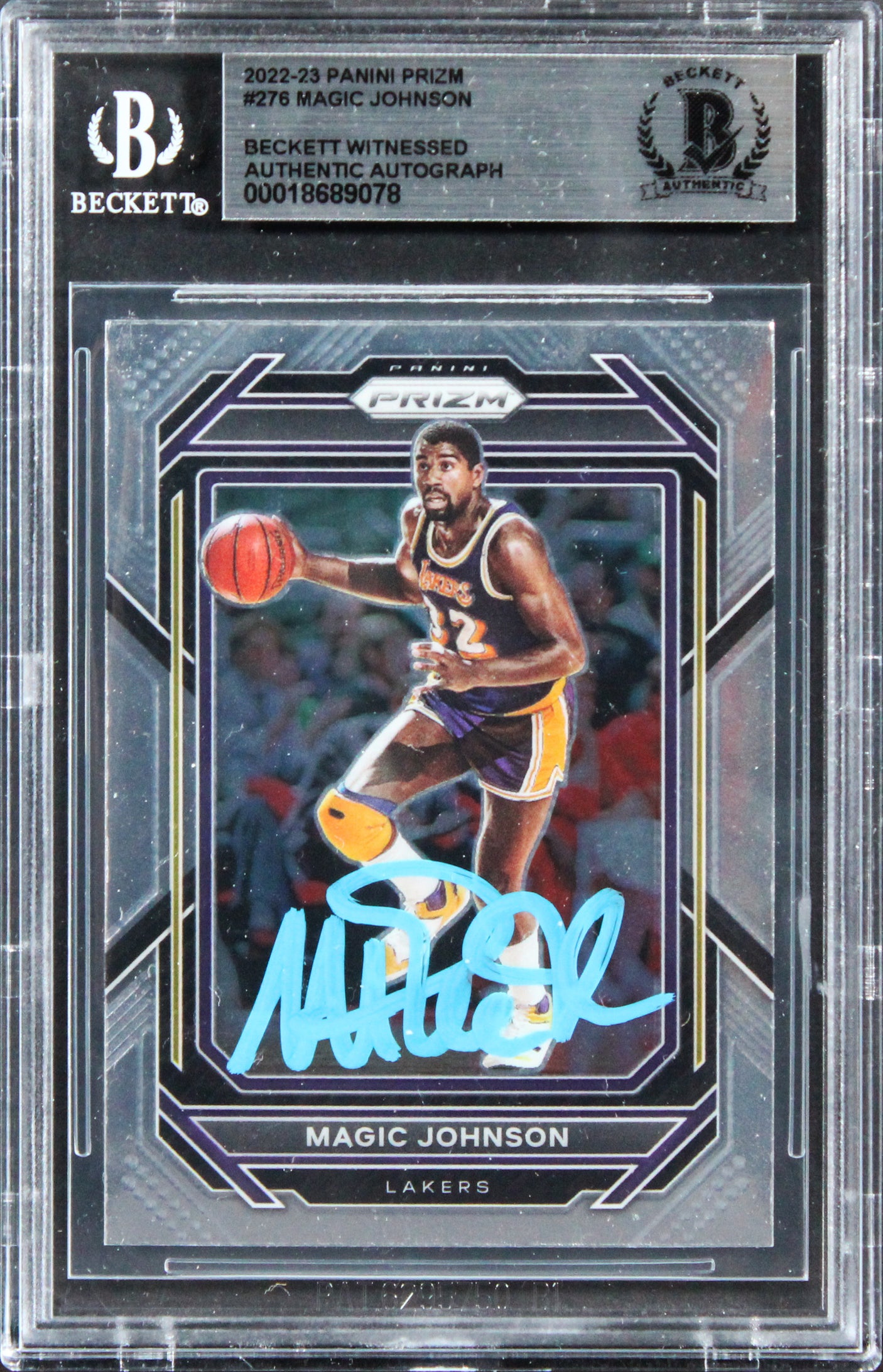 Lakers Magic Johnson Authentic Signed 2022 Panini Prizm #276 Card BAS Slabbed