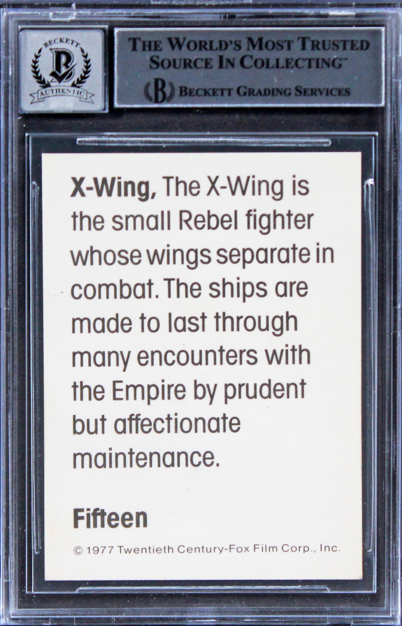 William & Jamie Shourt Signed 1977 Star Wars WB #15 Card Auto 10! BAS Slabbed