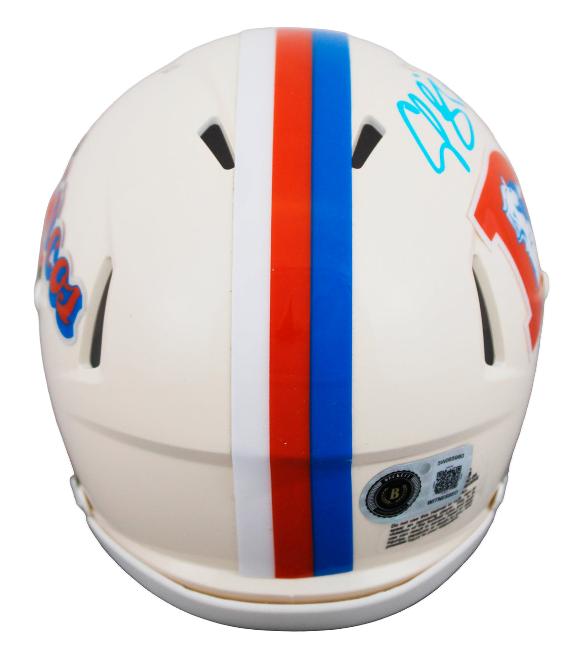 Broncos Champ Bailey Signed Retro Speed Mini Helmet W/ Case BAS Witnessed