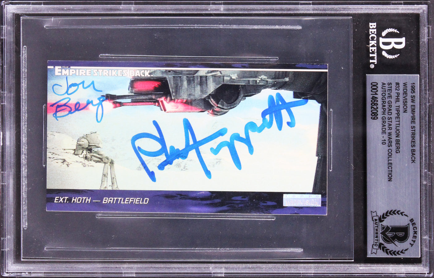 Phil Tippett, Jon Berg Signed 1995 SW ESB Widevision #32 Card Auto 10! BAS Slab