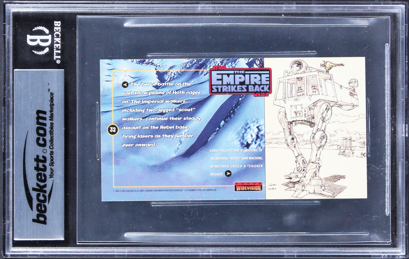 Phil Tippett, Jon Berg Signed 1995 SW ESB Widevision #32 Card Auto 10! BAS Slab