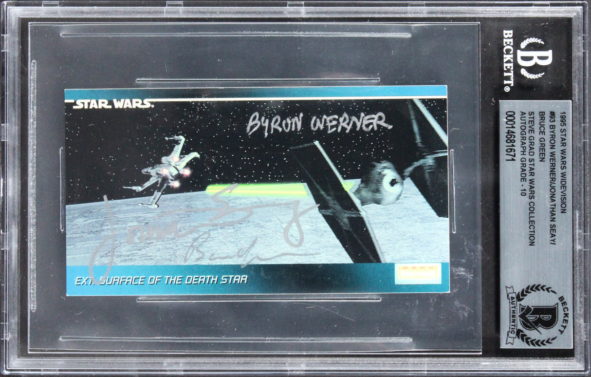 Star Wars (3) Werner, Seay & Green Signed 1995 SW WV #93 Card Auto 10! BAS Slab