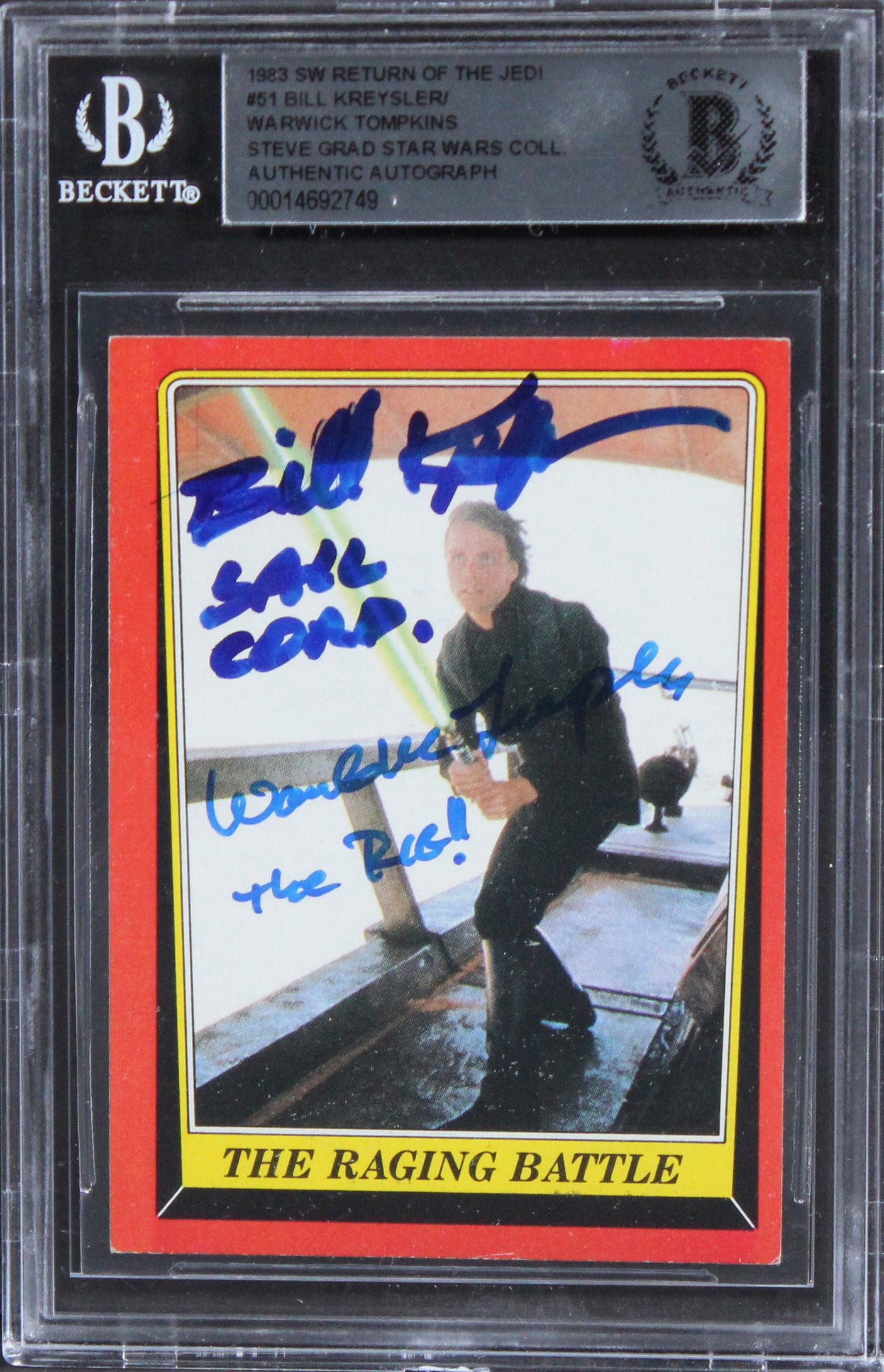 Bill Kreysler Alan Tompkins Signed 1983 SW Return Of The Jedi #51 Card BAS Slab