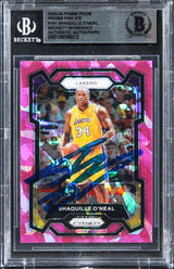Lakers Shaquille O'Neal Signed 2023 Panini Prizm Pink Ice #181 Card BAS Slabbed