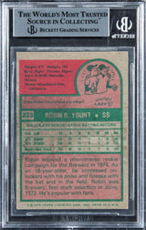 Brewers Robin Yount "2x Insc" Authentic Signed 1975 Topps #223 Card BAS Slabbed
