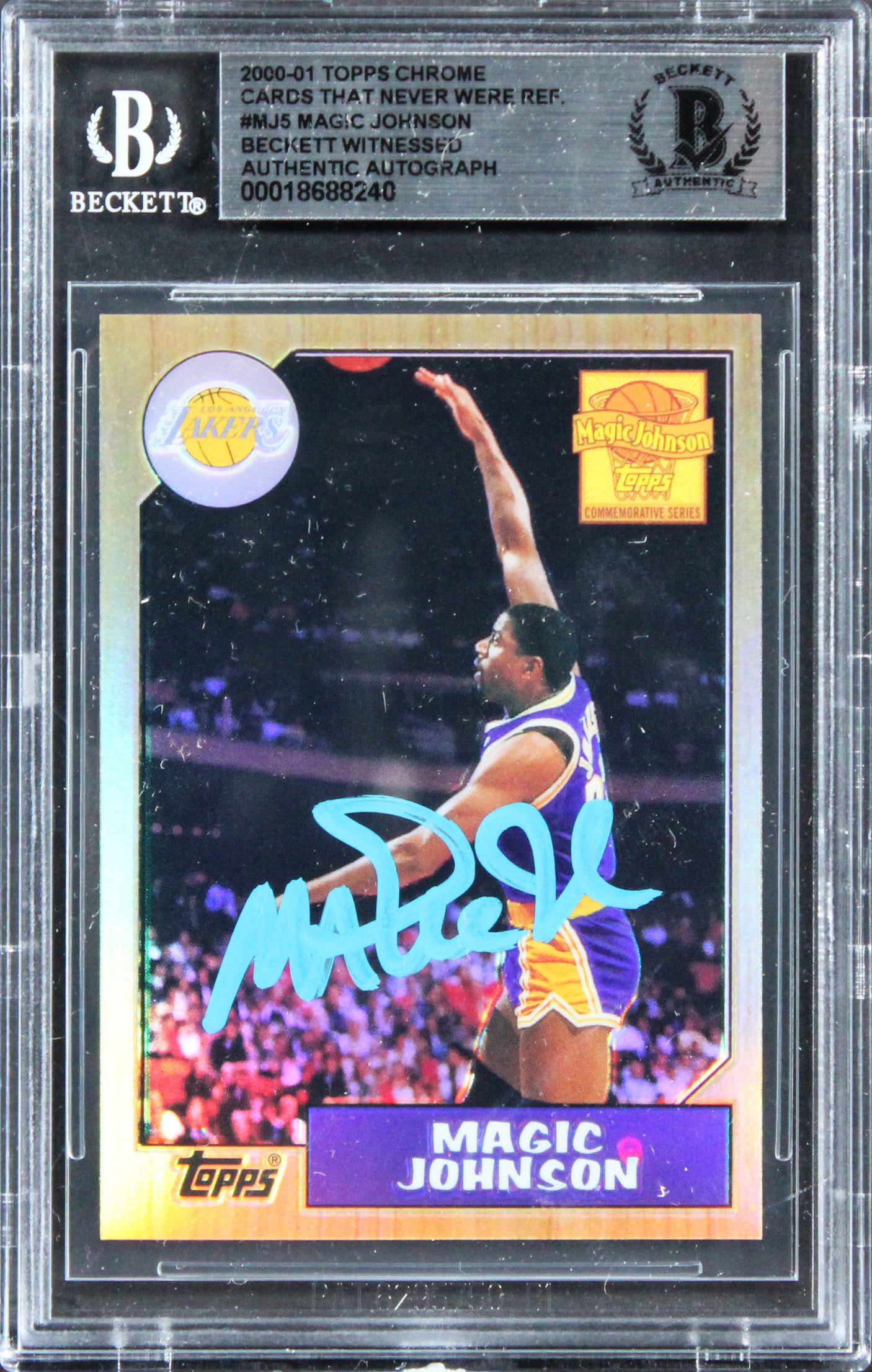 Magic Johnson Signed 2000 Topps Chrome CTNW Refractors #MJ5 Card BAS Slabbed