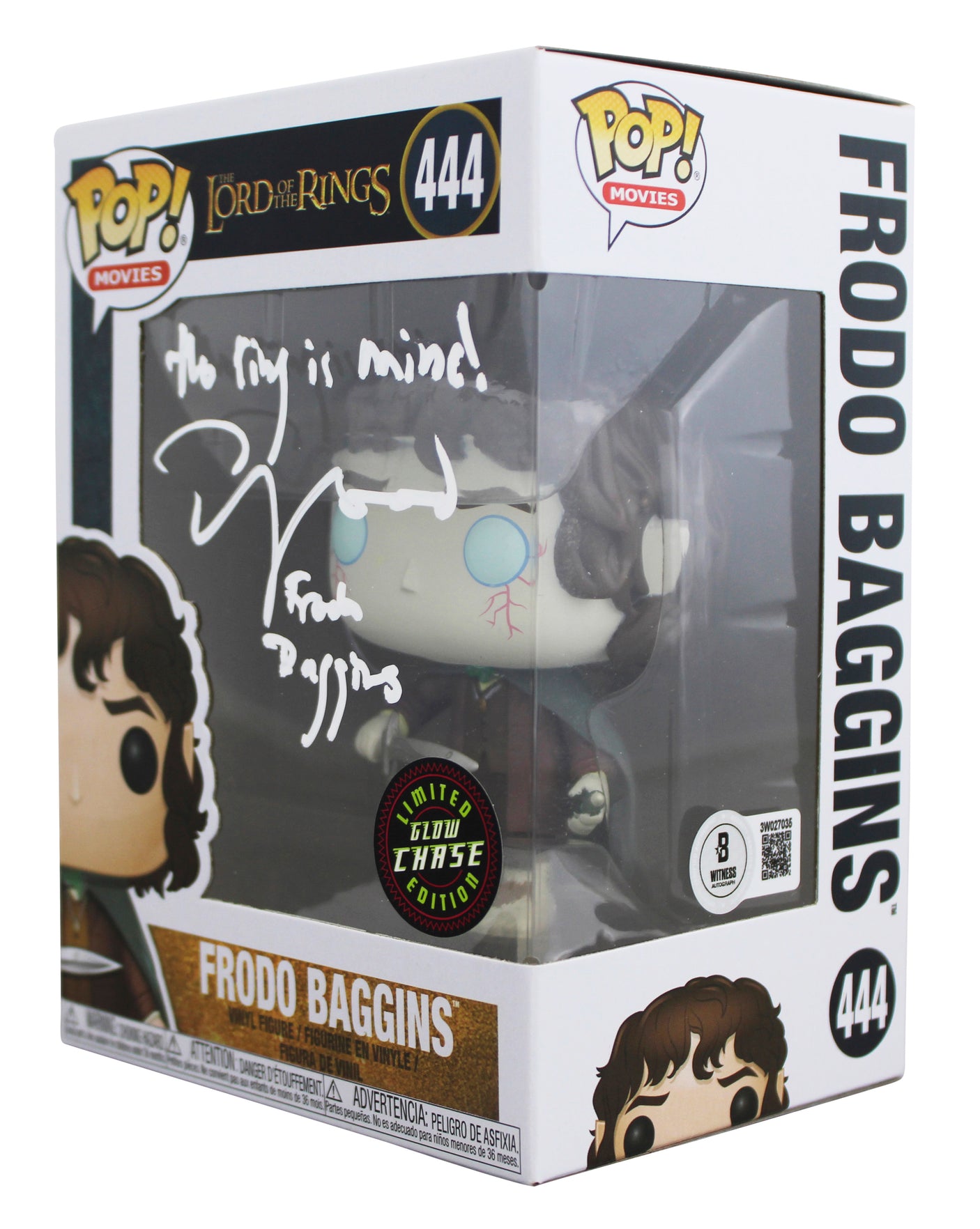 Elijah Wood LOTR "2x Insc" Signed #444 Alternate Funko Pop Figure BAS Witness 2
