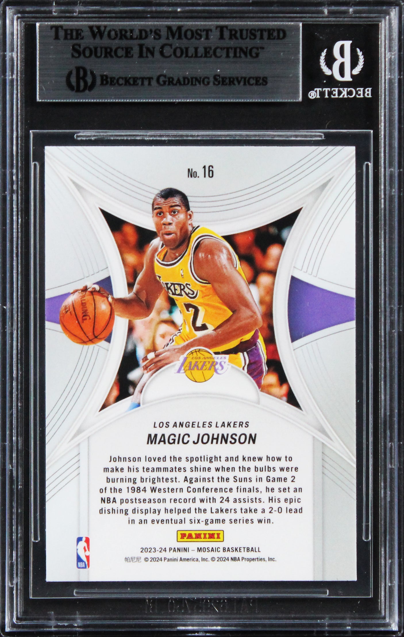 Lakers Magic Johnson Signed 2023 Panini Mosaic Epic Performers #16 Card BAS Slab