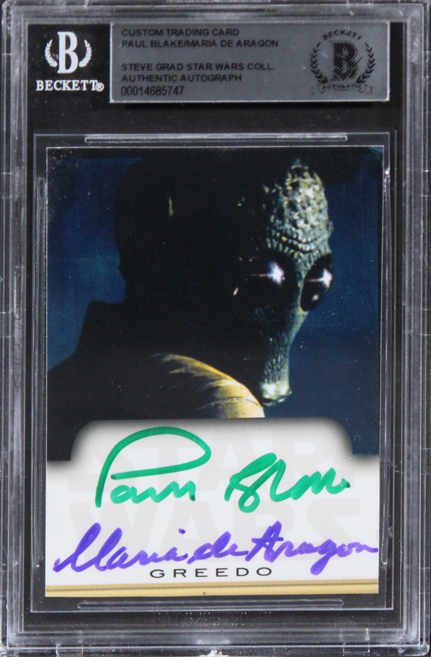 Paul Blake & Maria De Aragon Star Wars Signed Custom Trading Card BAS Slabbed
